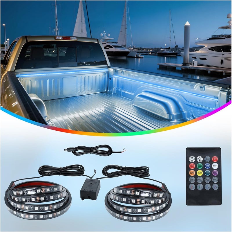 Ligrel 2PCS 60" RGB Truck Bed Light Strip Kit Remote Controlled Color Changing LED Bars with Music Sync, IP67 Waterproof for Pickup Trucks, SUVs, RVs/Boats - Image 1